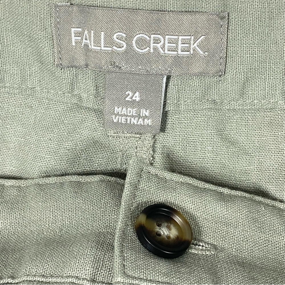 Falls Creek Cargo Pants Women Plus 24 Sage Gray Crop Stretch Casual Workwear NWT - Picture 5 of 16